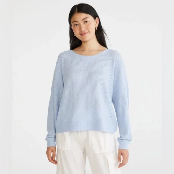 Aeropostale Long Sleeve Wear 2 Ways Cozy Waffle Tee Large Blue - Picture 7 of 9